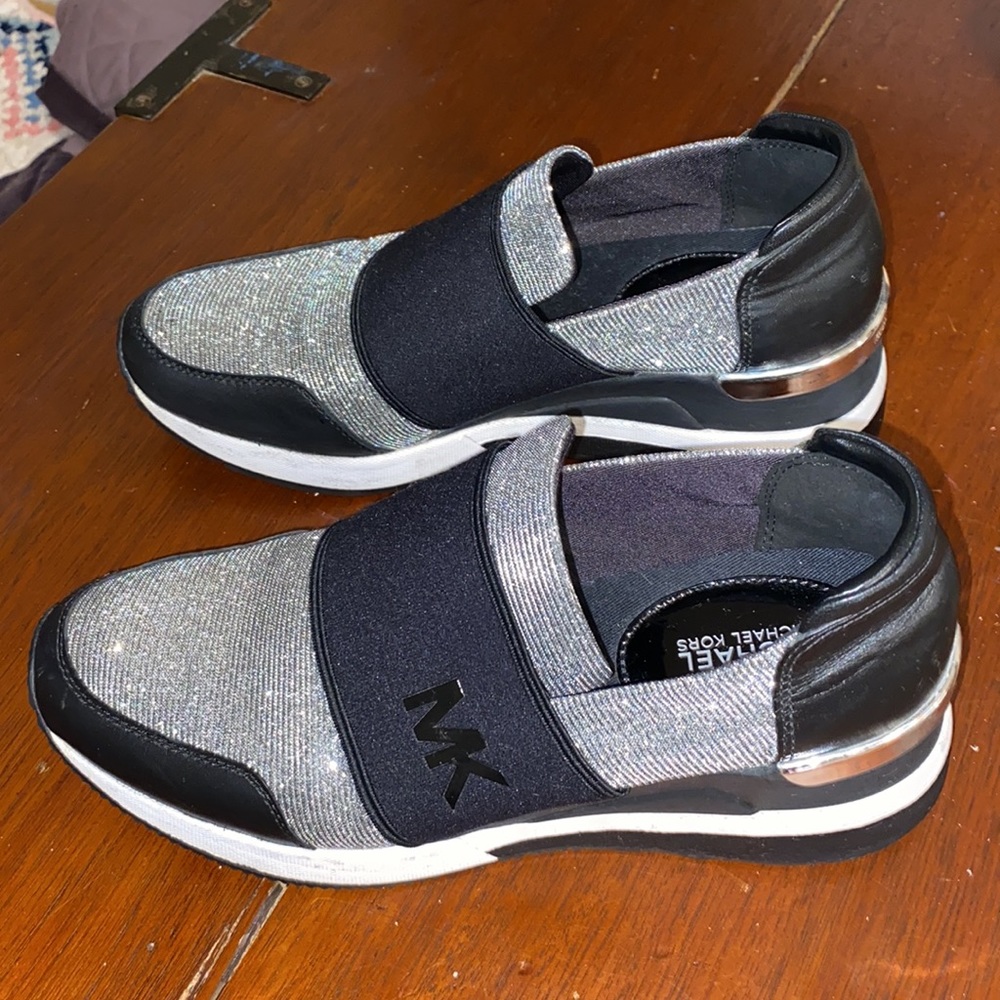 Michael Korea Platform Sneakers Silver Sparkle size 7.5